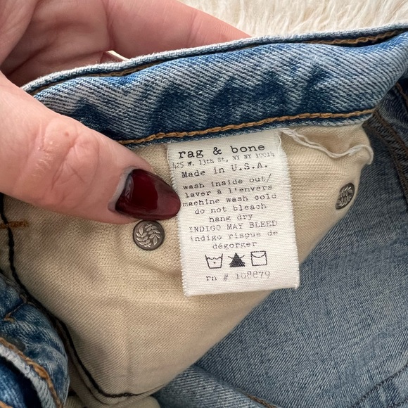 Rag & Bone Distressed Denim Cuffed Hem Short Shorts - Picture 4 of 5